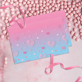 Pastel Pink Scribble Hearts Valentine's Decoupage Seidenpapier