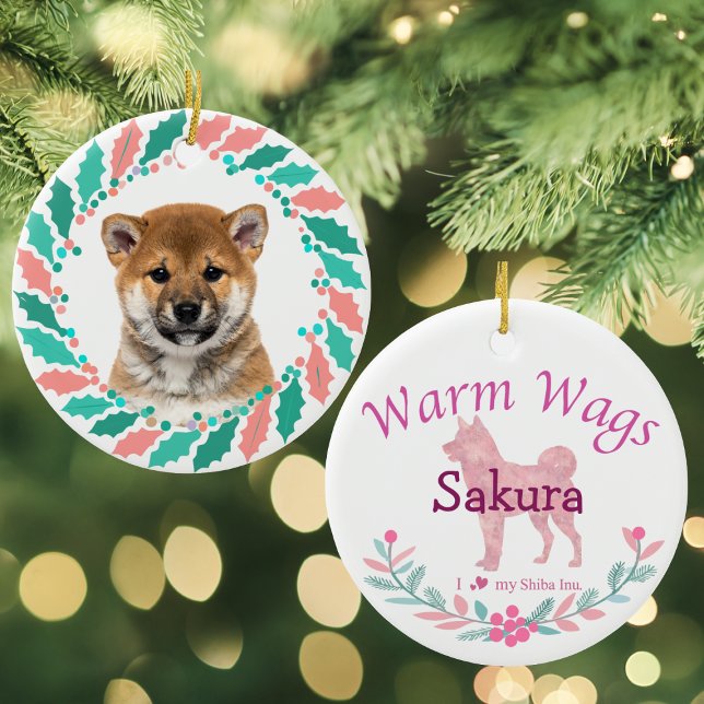 Pastel Pink Shiba Inu | Personalized Christmas Keramik Ornament (Von Creator hochgeladen)