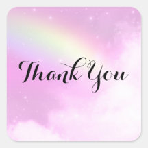 Pastel Pink Sky mit Gelben Regenbogen Danke