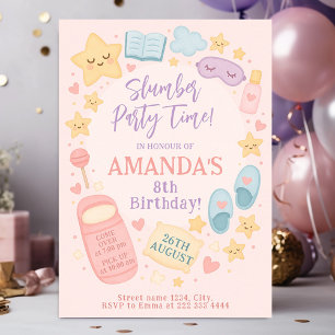 Pastel Pink Sleepover Geburtstag Thema Einladung