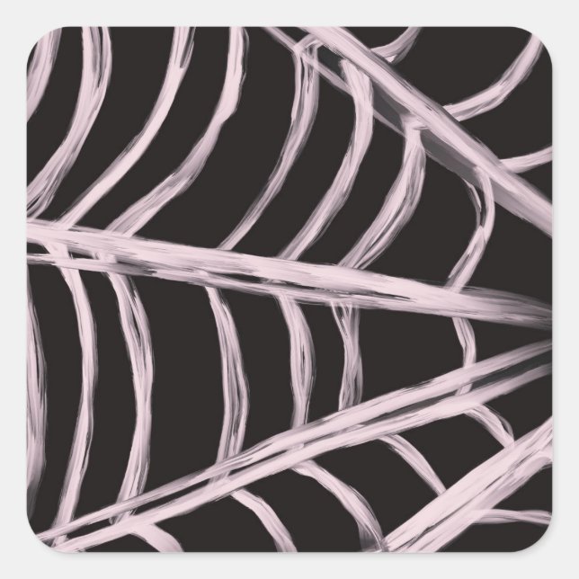 Pastel Pink Spider Web Retro Illustration Quadratischer Aufkleber (Vorderseite)