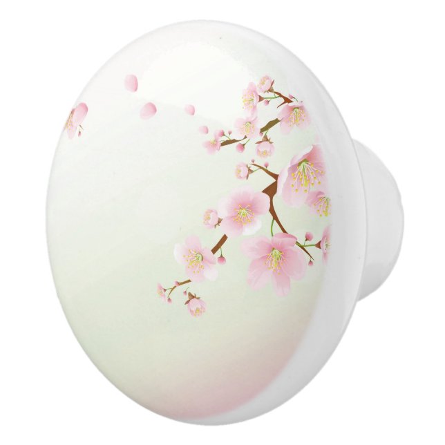 Pastel Pink Spring Cherry Blossom Keramikknauf (Rechts)