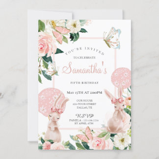 Pastel Pink Spring Floral Girl Geburtstagsparty Einladung