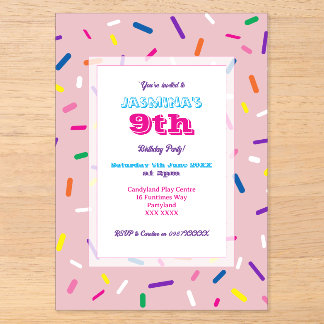 Pastel Pink Sprinkles Acrylic Invitation Acryleinladungen
