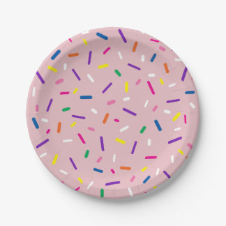 Pastel Pink Sprinkles Paper Plate Pappteller