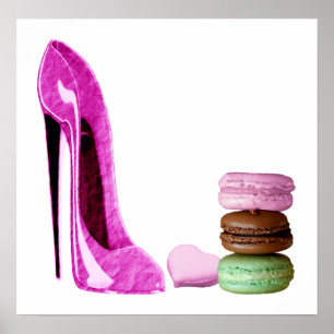 Pastel Pink Stiletto und Poster von französischen