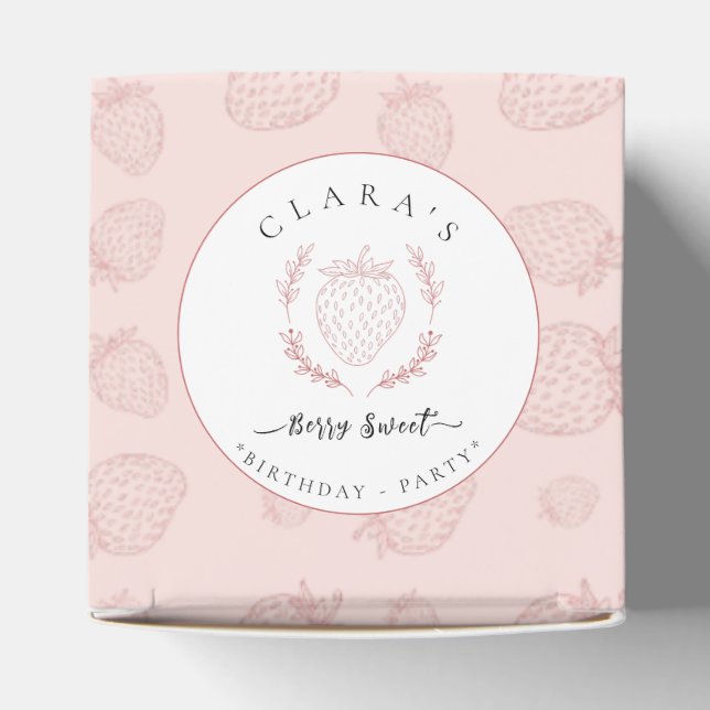 Pastel Pink Strawberry Patterns Geburtstag Geschenkschachtel (Oben)