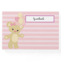 PASTEL PINK STREIFEN MIT TAN TEDDY BEAR & BALLOONS