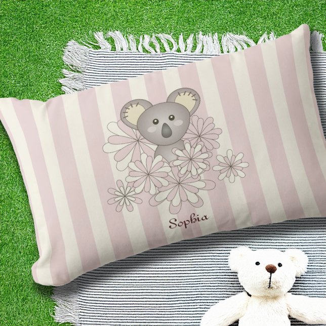 Pastel Pink Stripe Baby Koala Bear Kinder Mädchen Lendenkissen (Von Creator hochgeladen)