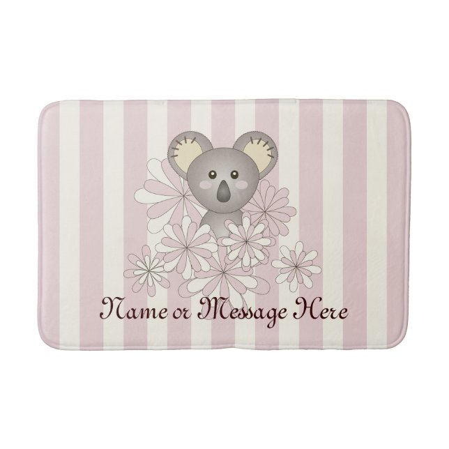 Pastel Pink Stripe Baby Koala Kinder Mädchen Badematte (Vorderseite)