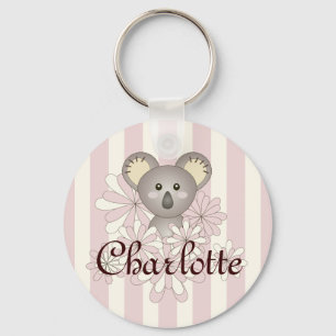 Pastel Pink Stripe Niedlich Baby Koala Custom Schlüsselanhänger