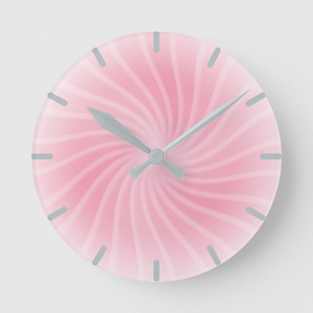Pastel Pink Swirl Runde Wanduhr (Vorderseite)
