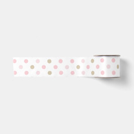 PASTEL PINK & TAN POLKA DOTS SATINBAND