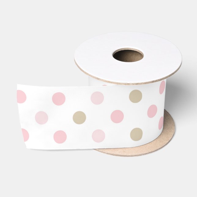 PASTEL PINK & TAN POLKA DOTS SATINBAND (Spule)