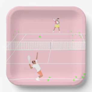 Pastel Pink Tennis Match Pappteller