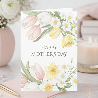 Pastel Pink Tulips Floral Happy Mother's Day Karte