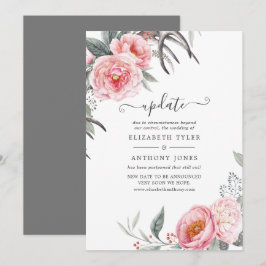 Pastel Pink und Gray Boho Floral Wedding Update Einladung