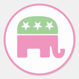 Pastel Pink und grüner republikanischer Elefant Runder Aufkleber