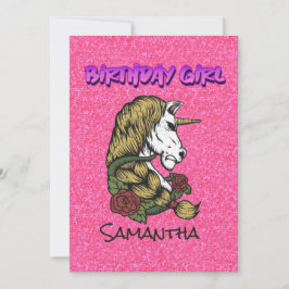 Pastel Pink Warrior Unicorn Geburtstag Einladung