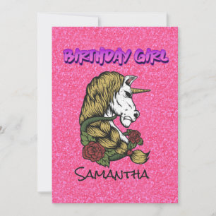 Pastel Pink Warrior Unicorn Geburtstag Einladung