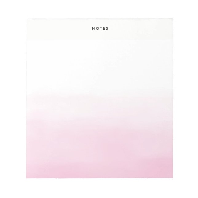 Pastel Pink Wasserfarbe Ombre Chic Personalisiert Notizblock (Vorderseite)