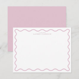 pastel pink wavy border note card einladung