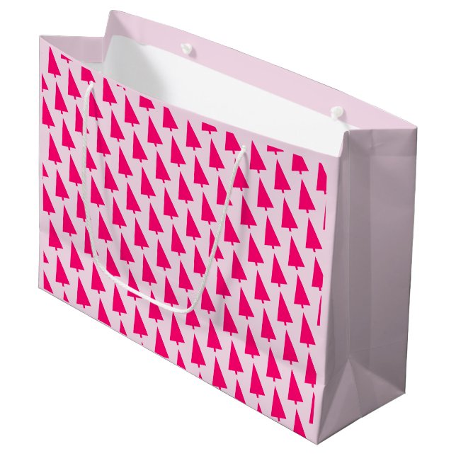 Pastel Pink Weihnachtsbaum Geschenktasche Große Geschenktüte (Vorderseite Schrägansicht)