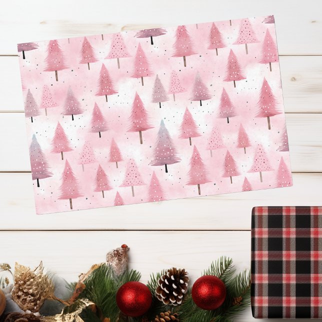 Pastel Pink Weihnachtsbaum Wasserfarbe Seidenpapier (Von Creator hochgeladen)
