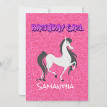 Pastel Pink Weißes Pferd zum Geburtstag einladen
