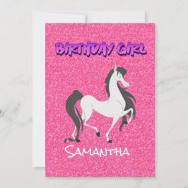 Pastel Pink Weißes Pferd zum Geburtstag einladen Mitteilungskarte