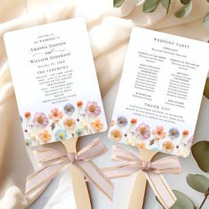 Pastel Pink Wild Blume Hochzeitsprogramm Fächer