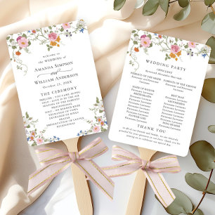 Pastel Pink Wild Blume Hochzeitsprogramm Fächer