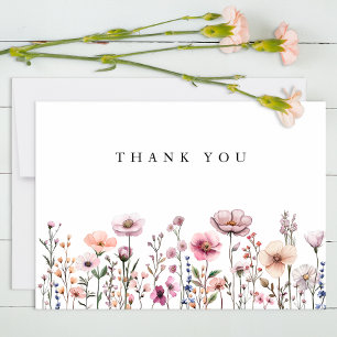 Pastel Pink Wildblume Danke Karte - Dusty Bota