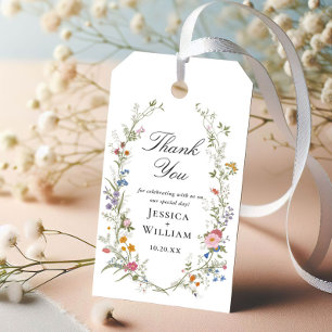 Pastel Pink Wildblume Hochzeit Geschenkanhänger