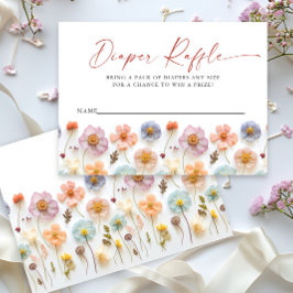 Pastel Pink Wildblume Kinderdusche Windeln Raffel Begleitkarte