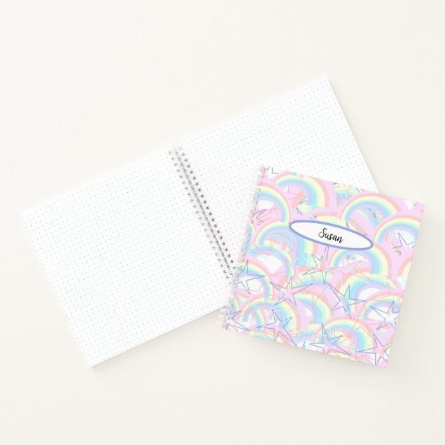 Pastel Pink Yellow Aqua Rainbows Stars Journal (Intérieur)
