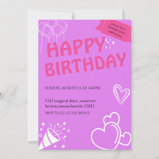 Pastel Pink zum Geburtstag Einladungen
