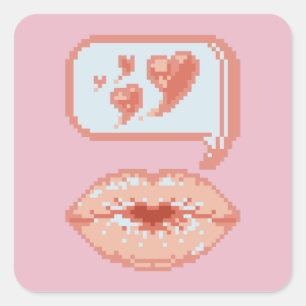 Pastel Pixel Kissy Lips - Autumn Sticker