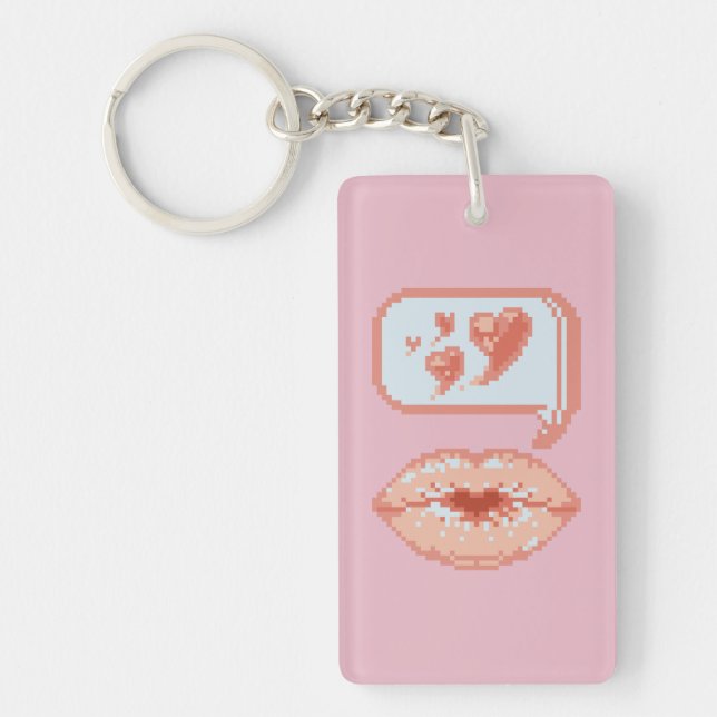 Pastel Pixel Kissy Lips - Herbst Acrylischer Schlü Schlüsselanhänger (Vorderseite)