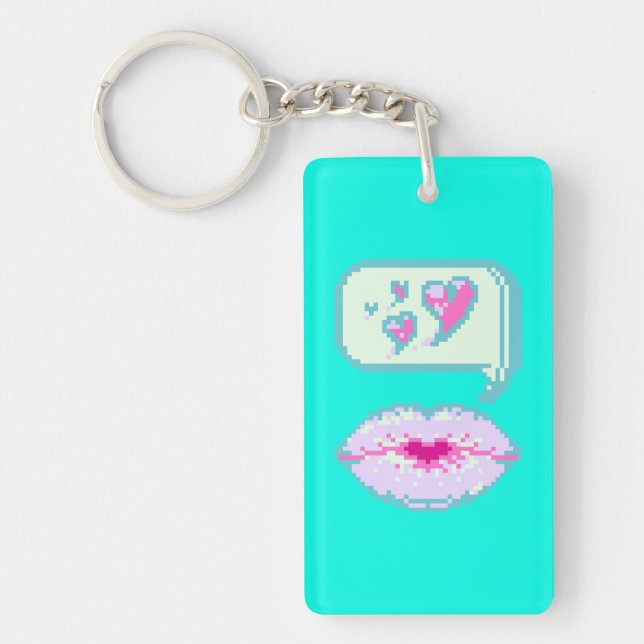 Pastel Pixel Kissy Lips - Porte - clé acrylique au (Devant)