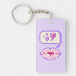 Pastel Pixel Kissy Lips - Summer Acrylic Schlüssel Schlüsselanhänger