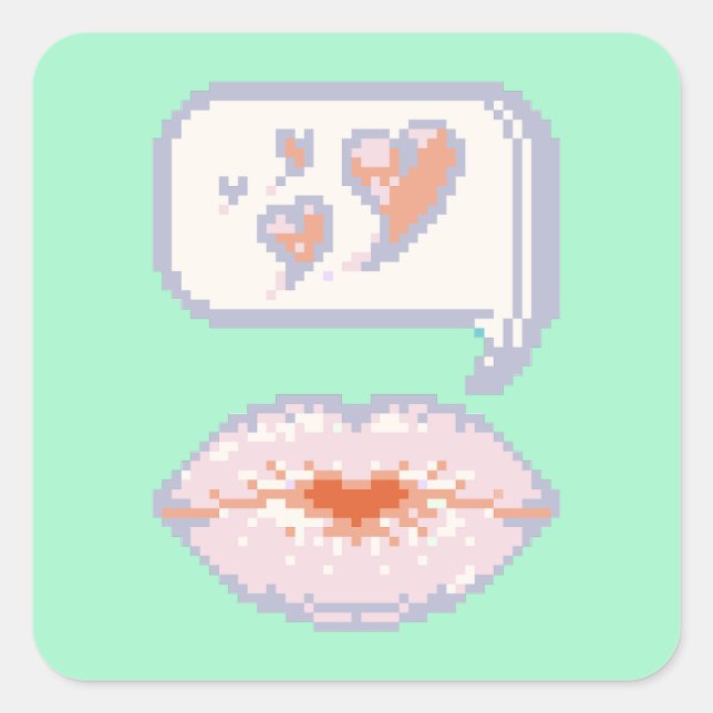 Pastel Pixel Lèvres Kissy - Sticker d'hiver (Devant)