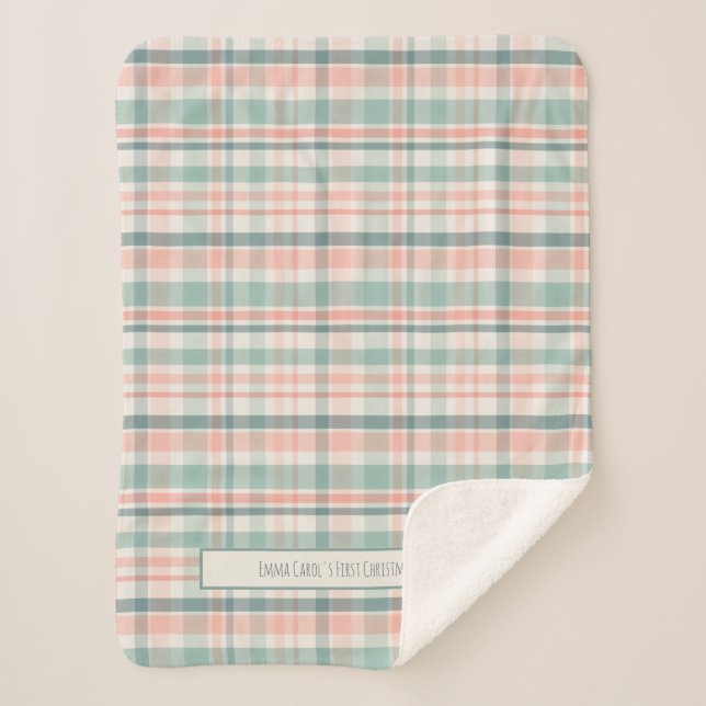 Pastel Plaid Baby's First Christmas Sherpadecke (Vorderseite)