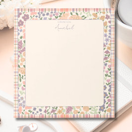 Pastel Plaid Floral Notepad with Personalization Notizblock