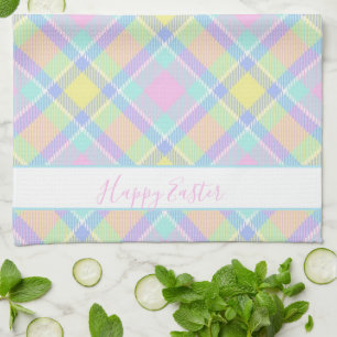 Pastel plaid Pâques serviette de cuisine