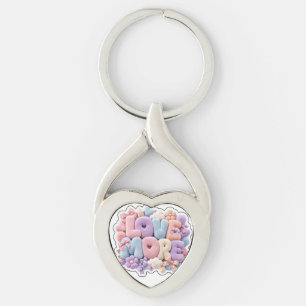 Pastel-Plüsch "LIEBE MEHR" 3D Schlüsselanhänger