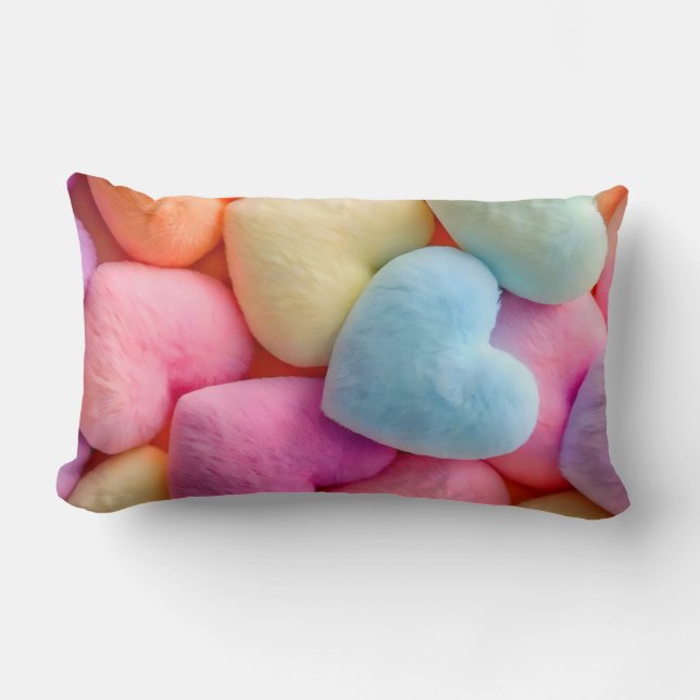 Pastel Plush Hearts Throw Kissen (Vorderseite)
