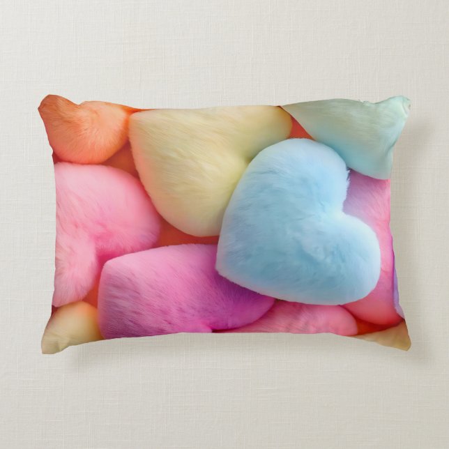 Pastel Plush Hearts Throw Kissen (Vorderseite)