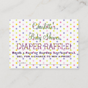 Pastel Polka Dot Kinderdusche Windeln Raffel Ticke Begleitkarte