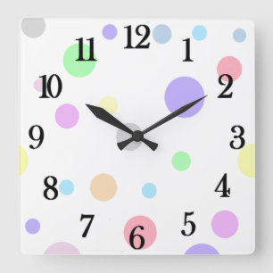 Pastel Polka Dot Pattern Große quadratische Wanduh Wanduhr